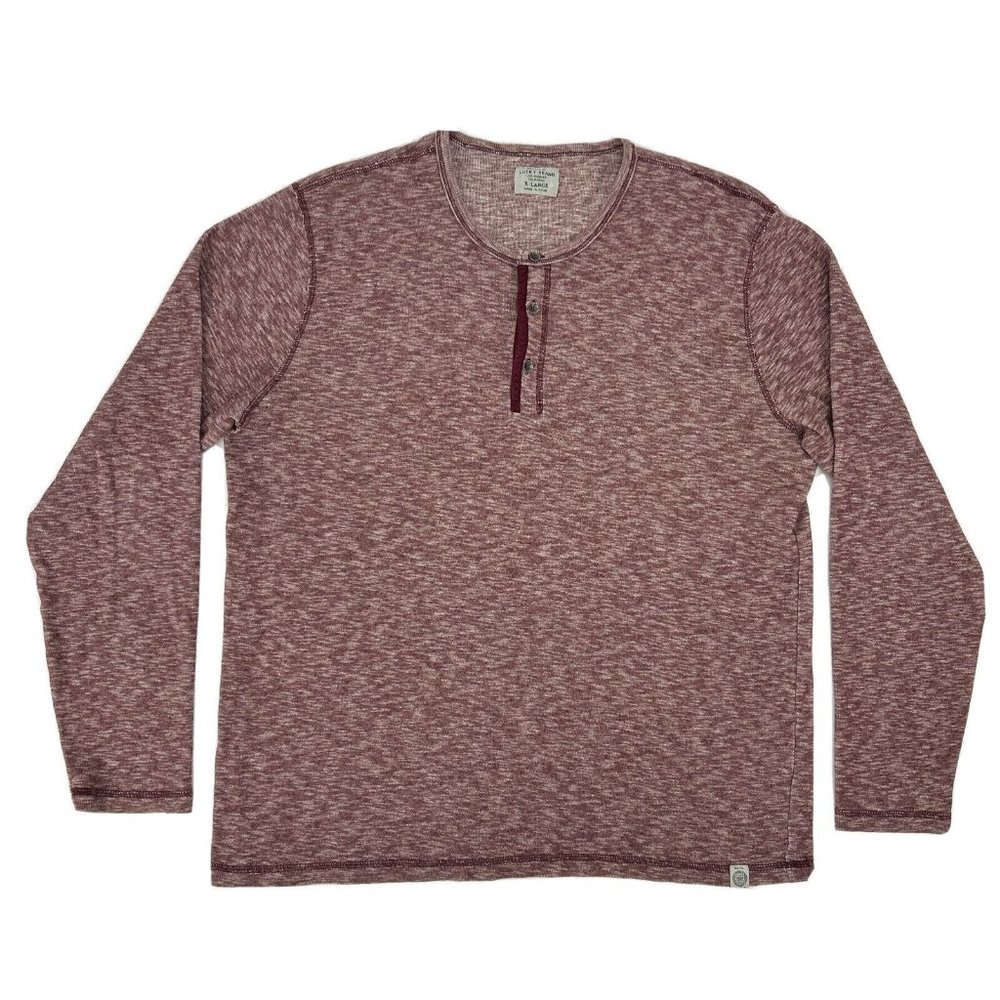 Lucky Brand Shirt Mens XL Red Heather Long Sleeve Henley